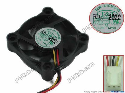 Picture of T&T MW-410M03B Server - Square Fan DC 3.3V 0.28A, w30x3x3, 40x40x10mm