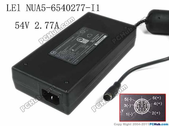 Picture of LEI / Leader NUA5-6540277-I1 AC Adapter 20V & Above 54V 2.77A, 6P P1&2&3=V+ , C14