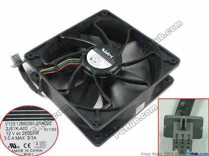 Picture of Nidec V12E12BS2B5-07A022 Server - Square Fan 2J51K-A00, sq120x120x38, 4-wire, 12V 3.3A