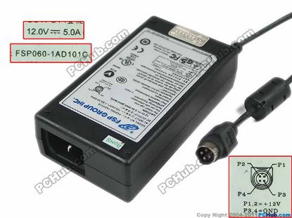 Picture of FSP Group Inc FSP060-AD101C AC Adapter - NEW Original 12V 5A, 4P P1&4=V+, C14 