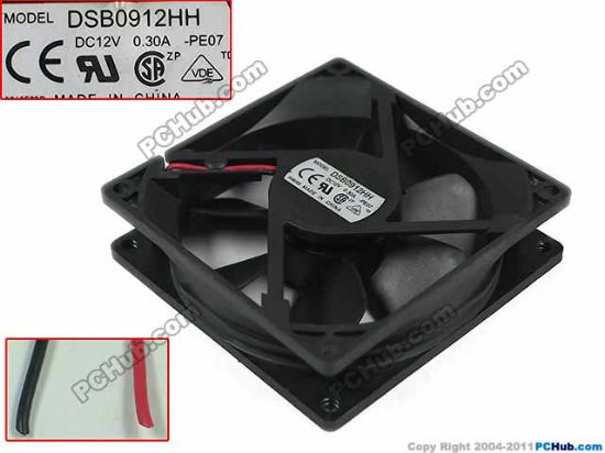 Picture of Delta DSB0912HH Server - Square Fan -PE07, sq92x92x25mm, 2-wire, DC 12V 0.30A