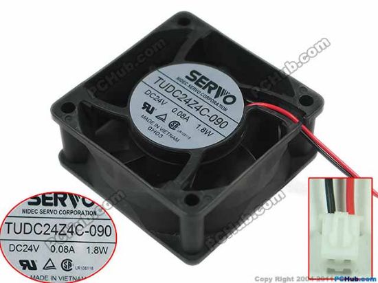 Picture of Japan Servo TUDC24Z4C-090 Server - Square Fan sq60x60x25mm, w80x2x2, DC 24V 0.08A