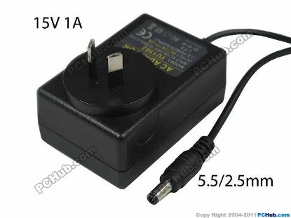 Picture of PCH OEM Power AC Adapter 5V-12V 15V 1A, 5.5/2.5mm, AU 2-Pin, New