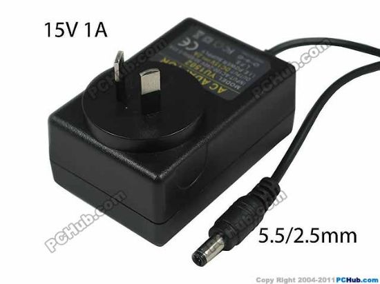 Picture of PCH OEM Power AC Adapter 5V-12V 15V 1A, 5.5/2.5mm, AU 2-Pin, New