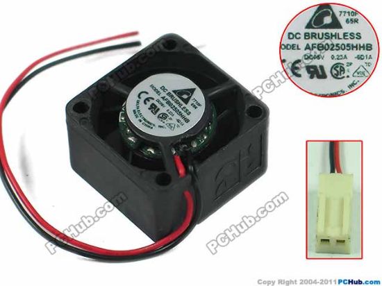 Picture of Delta Electronics AFB02505HB Server - Square Fan -6D1A, sq25x25x15mm, w80x2x2, DC 5V 0.23A