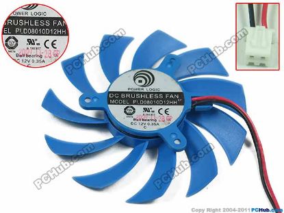 Picture of Power Logic PLD08010D12HH Server - Frameless / GPU Fan dia80x80x10, w65x2x2, 12V 0.35A