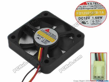 Picture of Y.S TECH FD1250107B-1A Server - Square Fan sq50x50x10, w200x3x3, 12V 1.68W