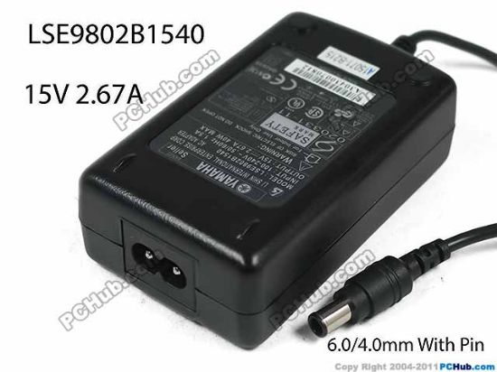 Picture of YAMAHA AC to DC (Yamaha) AC Adapter - NEW Original 15V 2.67A, 6.0/4.0mm With Pin, 2-Prong, New