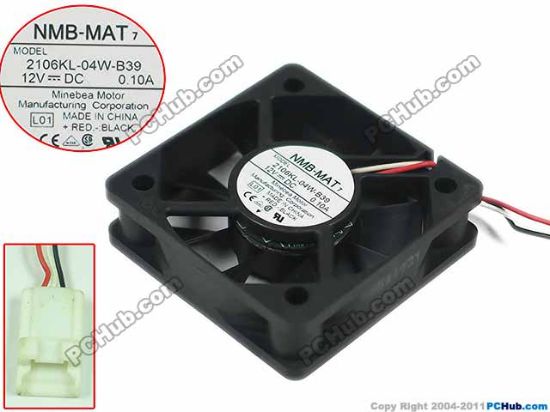 Picture of NMB-MAT / Minebea 2106KL-04W-B39 Server - Square Fan L01, sq50x50x15, 3-wire, 12V 0.10A