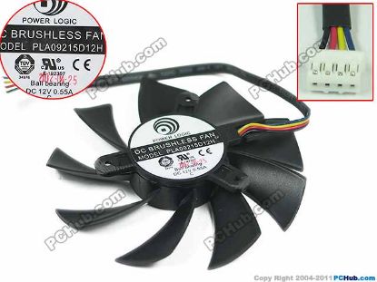 Picture of Power Logic PLA09215D12H Server - Frameless / GPU Fan DC 12V 0.55A, 4-wire