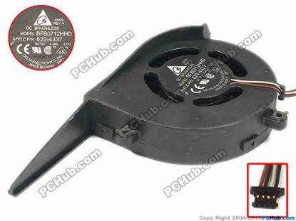 45646 Delta Electronics BFB0712HHD Cooling Fan  (-7J70), DC12V 0.48A, Bare, 4-Pin Delta Electronics BFB0712HHD Cooling Fan  
