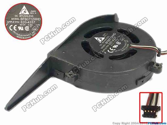 45646 Delta Electronics BFB0712HHD Cooling Fan  (-7J70), DC12V 0.48A, Bare, 4-Pin Delta Electronics BFB0712HHD Cooling Fan  