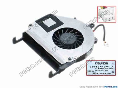 55869 SUNON GB0507PGV1-A Cooling Fan  B3419, w55x3x3, 1.9W, Bare SUNON GB0507PGV1-A Cooling Fan  