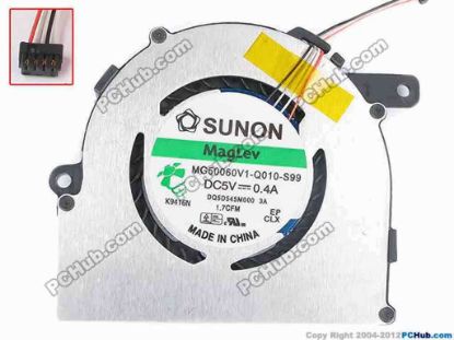 55888 SUNON MG50060V1-Q010-S99 Cooling Fan  DC 5V 0.4A bare fan, DP/N: F234K, SUNON MG50060V1-Q010-S99 Cooling Fan