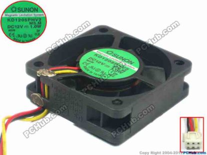 59622 SUNON KD1205PHV2 Server - Square Fan MS.M, sq50x15, w130x3x3, 12V 1.0W SUNON KD1205PHV2 Server - Square Fan 