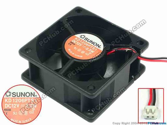 59739 SUNON KD1206PTS1 Server - Square Fan sq60x25, w100x2x2, 12V 2.3W SUNON KD1206PTS1 Server - Square Fan 