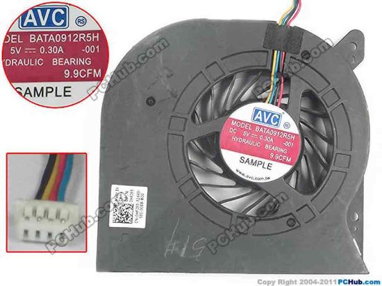 59882 AVC BATA0912R5H Cooling Fan  DC 5V 0.30A Bare fan, HFJ85, 0HFJ85 AVC BATA0912R5H Cooling Fan  
