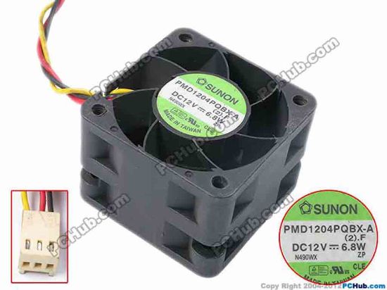 63527 SUNON PMD1204PQBX-A Server - Square Fan (2).F, sq40x28, w350x3x3, 12V 6.4W SUNON PMD1204PQBX-A Server - Square Fan 