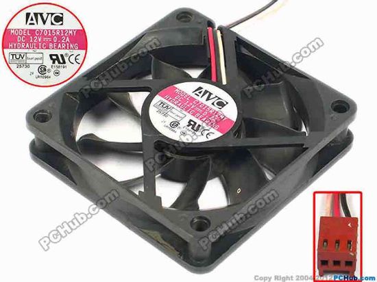 66996 AVC C7015R12MY Server - Square Fan sq70x70x15, w155x3x3, 12V 0.2A AVC C7015R12MY Server - Square Fan 