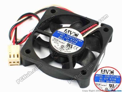 67077 AVC C5010T12MV Server - Square Fan sq50x50x10, w160x3x3, 12V 0.15A AVC C5010T12MV Server - Square Fan 