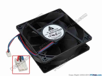 67222 Delta Electronics WFB1212HHE Server - Square Fan -R00, sq120x120x38, w50x3x3, 12V 1.00A Delta Electronics WFB1212HHE Server - Square Fan 