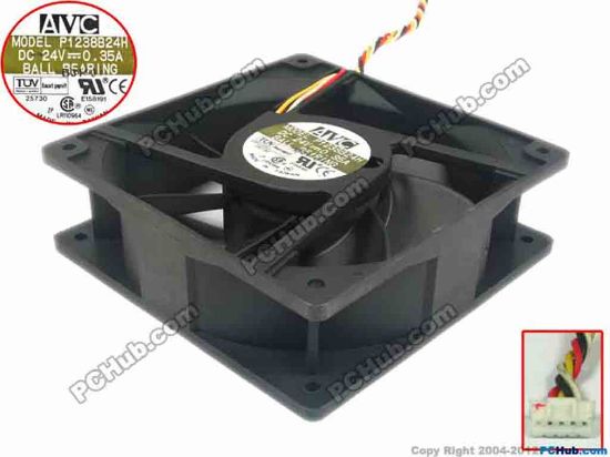 67258 AVC P1238B24H Server - Square Fan sq120x120x38, w80x4x5, 24V 0.35A,  AVC P1238B24H Server - Square Fan 