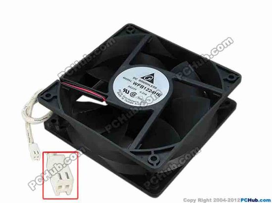 67263 Delta Electronics WFB1224HE Server - Square Fan sq120x120x38, w155x2x2, 24V 0.37A Delta Electronics WFB1224HE Server - Square Fan 