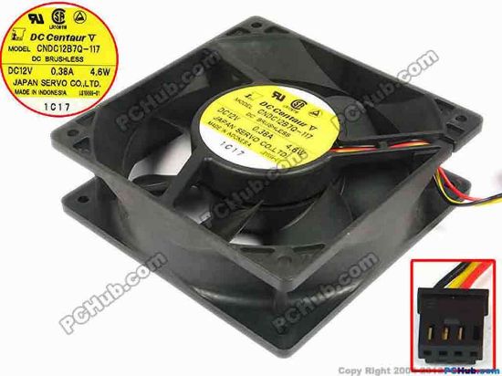 67269 Japan Servo CNDC12B7Q-117 Server - Square Fan sq120x120x38, w490x3x4, 12V 0.38A 4.6W Japan Servo CNDC12B7Q-117 Server - Square Fan 