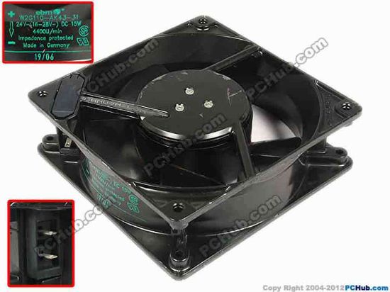 67271 ebm-papst W2G110-AK43-31 Server - Square Fan sq120x120x38, 2-pin, 24V 15W ebm-papst W2G110-AK43-31 Server - Square Fan 