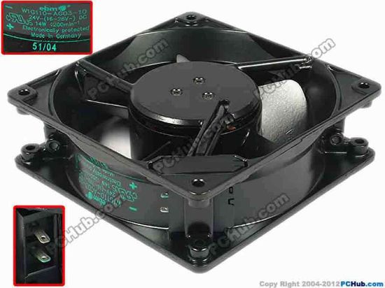 67272 ebm-papst W1G110-AG03-10 Server - Square Fan sq120x120x38, 2-pin, 24V 14W ebm-papst W1G110-AG03-10 Server - Square Fan 