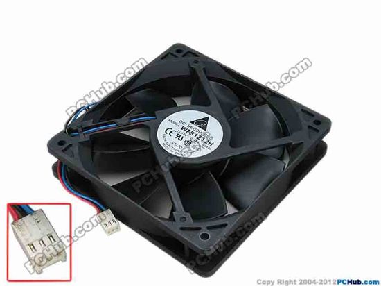 67411 Delta Electronics WFB1212H Server - Square Fan -S99B, sq120x120x25, w135x3x3, 12V 0.45A Delta Electronics WFB1212H Server - Square Fan 