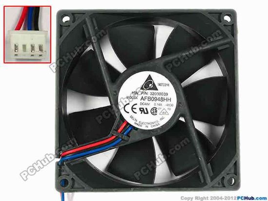67612 Delta Electronics AFB0948HH Server - Square Fan -4X30, sq92x92x25, w300x3x4, 48V 0.14A Delta Electronics AFB0948HH Server - Square Fan 