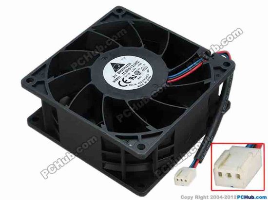 67649 Delta Electronics TFB0912UHE Server - Square Fan -F00, sq92x92x38, w110x3x3, 12V 2.28A Delta Electronics TFB0912UHE Server - Square Fan 