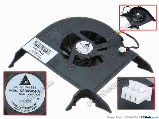 67650 Delta Electronics KSB0505HA Cooling Fan  -8L13, 0.38A, w65x3x3, Bare Fan Delta Electronics KSB0505HA Cooling Fan  