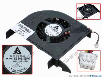 67652 Delta Electronics KSB06105HA Cooling Fan  -9B31, 0.40A, w25x3x3, Bare Fan Delta Electronics KSB06105HA Cooling Fan