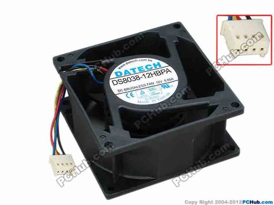 67757 JMC / DaTech DS8038-12HBPA Server - Square Fan sq80x80x38, w50x4x4, 12V 0.65A JMC / DaTech DS8038-12HBPA Server - Square Fan 