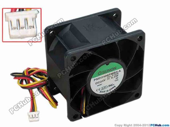 68115 SUNON PMD2406PMB3-A Server - Square Fan (2).F.GN, sq60x60x38, w305x3x3, 24V 5.3W SUNON PMD2406PMB3-A Server - Square Fan