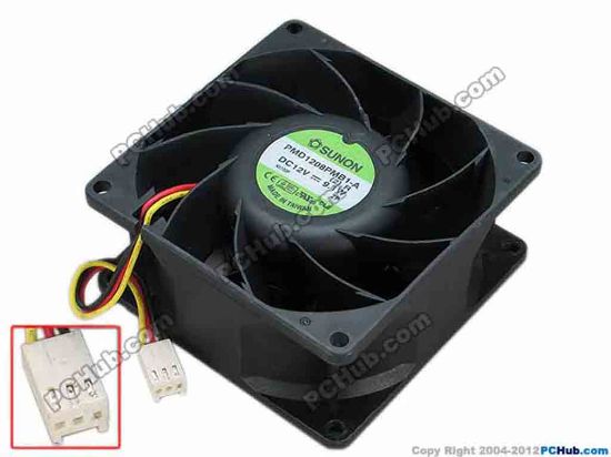 68931 SUNON PMD1208PMB1-A Server - Square Fan (2).R, sq80x80x38, w75x3x3, 12V 9.1W SUNON PMD1208PMB1-A Server - Square Fan 