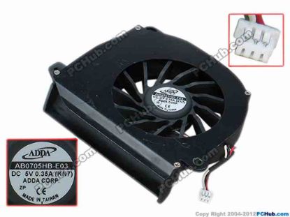 68999 ADDA AB0705HB-E03 Cooling Fan  KN7, w35x3x3, s72x67x16, 0.35A, Bare Fan ADDA AB0705HB-E03 Cooling Fan  