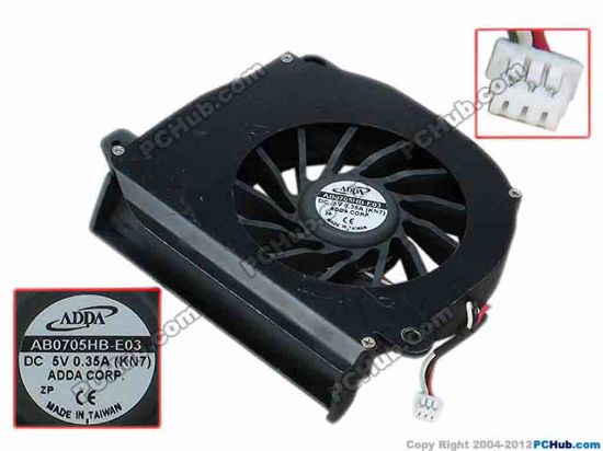 68999 ADDA AB0705HB-E03 Cooling Fan  KN7, w35x3x3, s72x67x16, 0.35A, Bare Fan ADDA AB0705HB-E03 Cooling Fan  