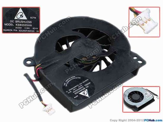 69031 Delta Electronics KSB0505HA Cooling Fan  -9D1H, s65x63x11, w40x3x3, 0.36A, Bare Fan Delta Electronics KSB0505HA Cooling Fan  