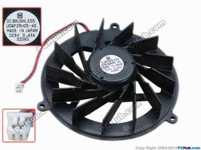 69042 Panasonic UDQF2RH05-AS Cooling Fan  dia65x16, w55x2x2, 0.43A, Bare Fan Panasonic UDQF2RH05-AS Cooling Fan  
