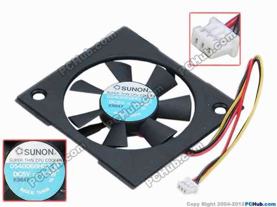 69092 SUNON 054006BH02-M Cooling Fan  (A3), s50x47x7, w80x3x3, 0.7W, Bare Fan SUNON 054006BH02-M Cooling Fan  