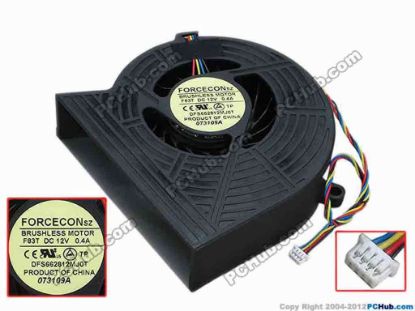 69116 Forcecon DFS662812MJ0T Server - Blower Fan F83T, bw90x88x25, w255x4x4, 12V 0.4A Forcecon DFS662812MJ0T Server - Blower Fan 