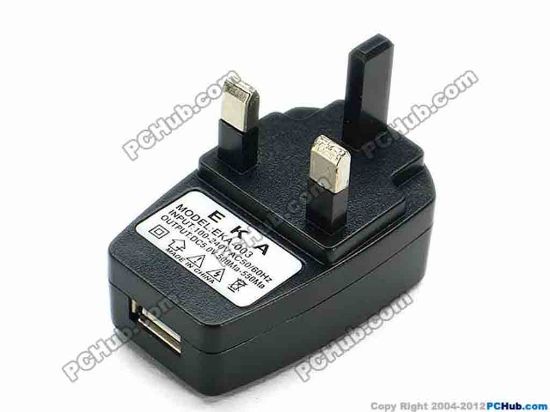 69827 UPH USB USB- AC Power AC, 5V 500mA, EKA-003, UK UPH USB USB- AC Power <span id="ctl00_ContentPlaceHolder1_ItemDesc1_lblItemDescription">&nbsp;
<ul>    
<li>INPUT: AC 100-240V~ 50-60Hz </li>    
<li>OUTPUT: DC 5.0V 500mA ±5% </li></ul>
<p>&nbsp;</p>
<ul>    
<li>Standard: UK </li></ul></span>