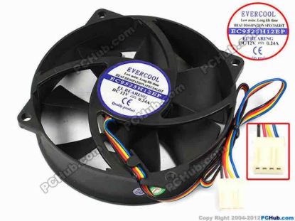 70331 EverCool EC9525H12EP Server - Round Fan dia95x95x25, w300x4x4, 12V 0.24A EverCool EC9525H12EP Server - Round Fan 