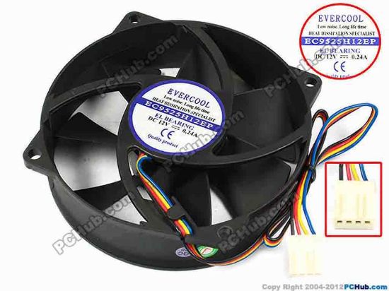 70331 EverCool EC9525H12EP Server - Round Fan dia95x95x25, w300x4x4, 12V 0.24A EverCool EC9525H12EP Server - Round Fan 