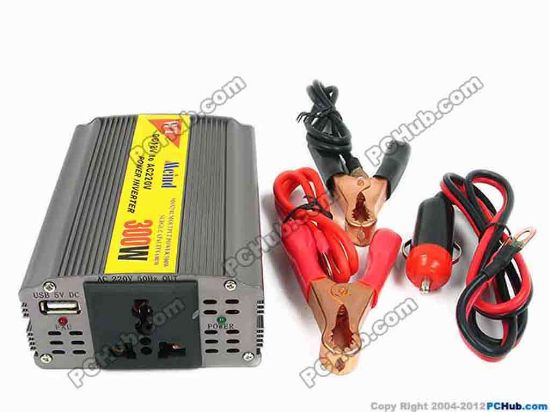 70474 Mcind Power Inverter DC Power Inverter Inverter, C300, 300W, US/EU/UK Socket, Silver Mcind Power Inverter DC Power Inverter <span id="ctl00_ContentPlaceHolder1_ItemDesc1_lblItemDescription"><strong>Convert DC 12V provided by the automobile into AC 220V that power any electric equipments with power input AC 220V Max. 300W<br />
</strong>With USB port output DC 5V 1A, charging Laptops, iPod, iPhones, Cellular Phones, MP3/4 Players, Shavers and many others
<p>&nbsp;</p>
<p><strong>Features:</strong></p>
<ul>
    <li>Material- Case of the adapter is made of aluminum alloy that serve as heatsink </li>
    <li>Built-in ventilation fan </li>
    <li>LED indicator: power on. </li>
    <li>Automatic short circuit shut-off. </li>
    <li>Automatic Overload protection &gt; 200W </li>
    <li>Automatic Overhead protection &gt; 60 degree C </li>
    <li>Max. 100W Watts Continuous Power output </li>
    <li>Surge capacity 600 watts </li>
    <li>Fuse protection: 1 x 40A fuse </li>
</ul>
<p>&nbsp;</p>
<ul>
    <li>Input: DC 9V - 14V </li>
    <li>Output: AC 220V 50Hz Max. 300W. </li>
    <li>Output: USB DC 5V 1.0A </li>
    <li>Output Socket: US, EU, AU and UK (13A and 15A plug) multi socket </li>
</ul>
</span>