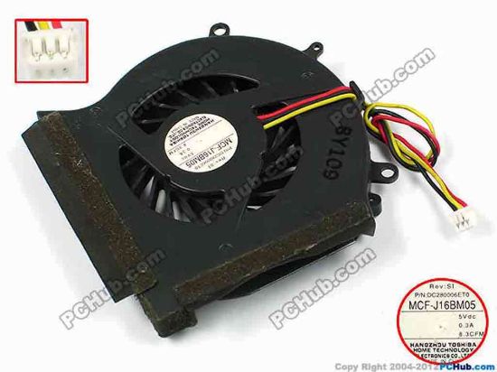 70481 Toshiba MCF-J16BM05 Cooling Fan  W75X3X3, 5V 0.3A, Bare Fan Toshiba MCF-J16BM05 Cooling Fan  