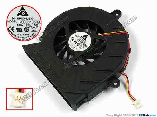 70574 Delta Electronics KSB06105HA Cooling Fan  -7G86, bw80X80X15, w30x3x3, 5V 0.40A, Bare Fan Delta Electronics KSB06105HA Cooling Fan  